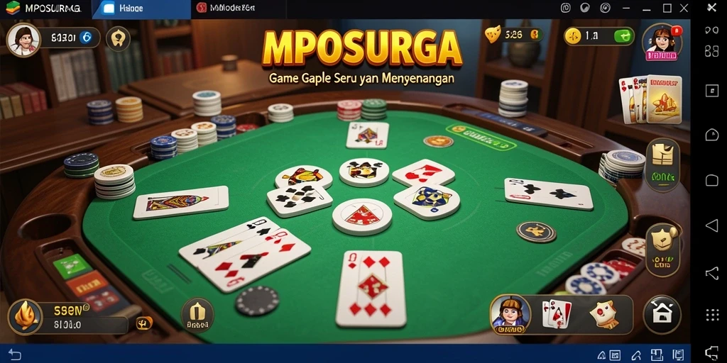 Tampilan gameplay seru di MPOSURGA dengan kartu Gaple.