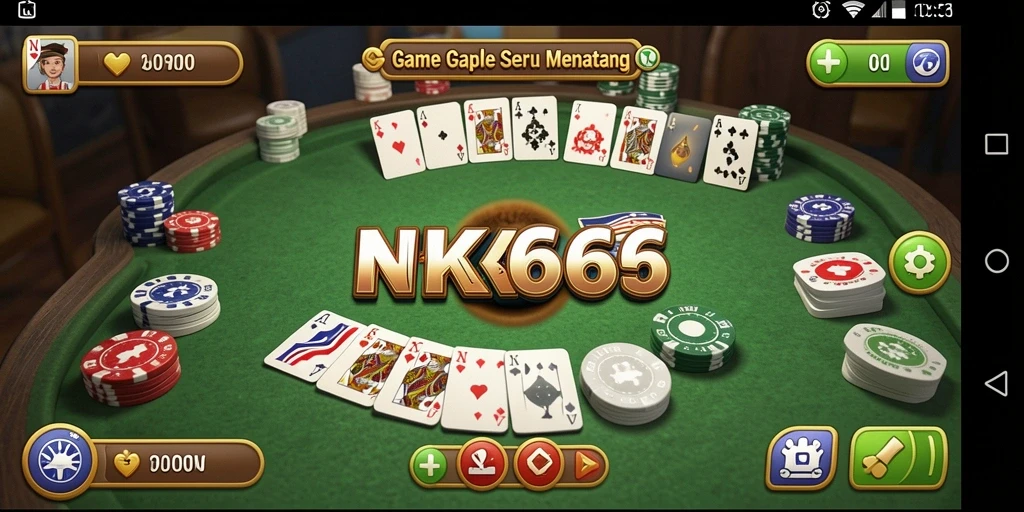 Screenshot gameplay NK666 yang menunjukkan suasana permainan Gaple yang seru.