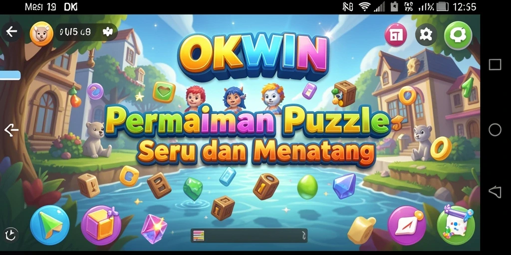 Screenshot gameplay OKWIN menampilkan tantangan puzzle yang menarik.