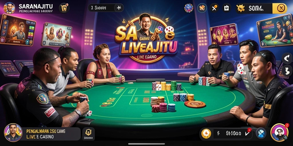 Screenshot SARANAJITU menampilkan gameplay Live Casino yang mendebarkan.
